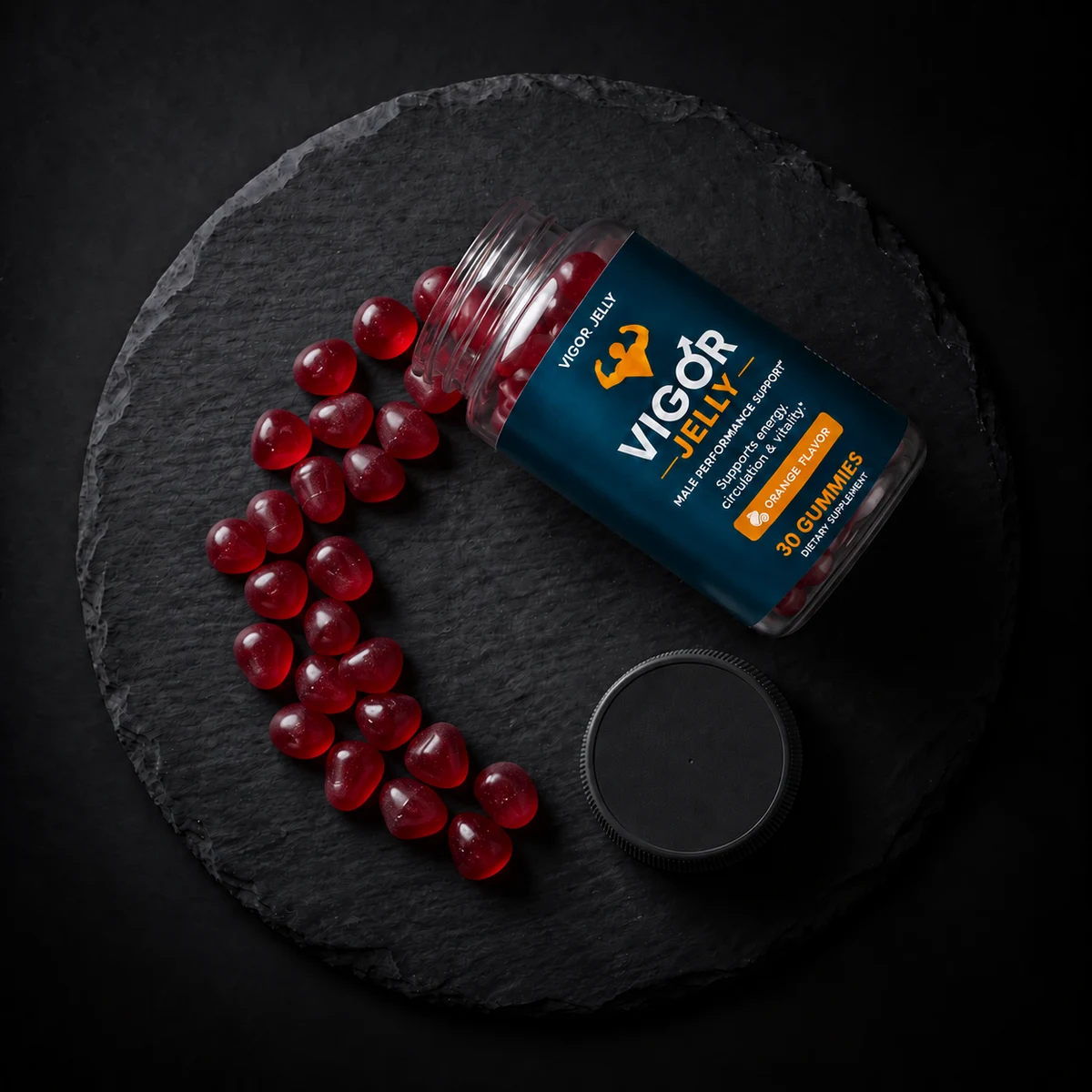 Vigor Jelly&reg; jar on dark rock